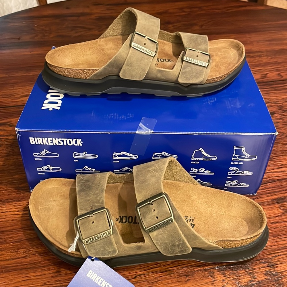 Birkenstock CT Arizona Faded Khaki with off the path soles. Sell new for 160